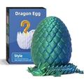 Dragon Egg - 3D Dragon Egg with Flexible Pearly Sheen Dragon Inside 3D Printed Surprise Gift Articulated Dragon Egg Fidget Toy Dragon Figurine Decor (12â€� Dragon Green Mix Blue)