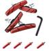 Bicycle Brake Pads 2 Pairs V-Bike Brake Pads Set Road Bike Brake Pads with 4 Red Bicycle Brake Cable Caps for Mountain Bikes Includes Hex Wrench (Red)