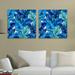 OWNTA Blue Watercolor Tropical Palm Leaves Pattern 2PC Canvas Wall Art Paintings for Living Room Canvas Frameless Print Wall Artworks Bedroom Decoration office Wall decor