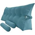 triangular reading bedrest pillow large bolster cushion headboard backrest wedge pillow with two detachable roll pillows for neck & lumbar support (teal blue california king 71x8x20 inches)