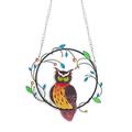 mnjin stained hummingbird owl window hangings suncatcher acrylic pendant colorful ornament indoor and outdoor crafts hanging decorations birds garden decoration gift c