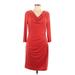 Donna Ricco Casual Dress - Sheath Cowl Neck 3/4 sleeves: Red Print Dresses - Women's Size 12