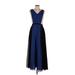 Sachin + Babi Casual Dress - Maxi: Blue Color Block Dresses - Women's Size 8