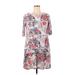 Egs Casual Dress: Gray Floral Motif Dresses - Women's Size X-Large