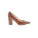 Nine West Heels: Slip On Chunky Heel Work Brown Print Shoes - Women's Size 9 - Pointed Toe