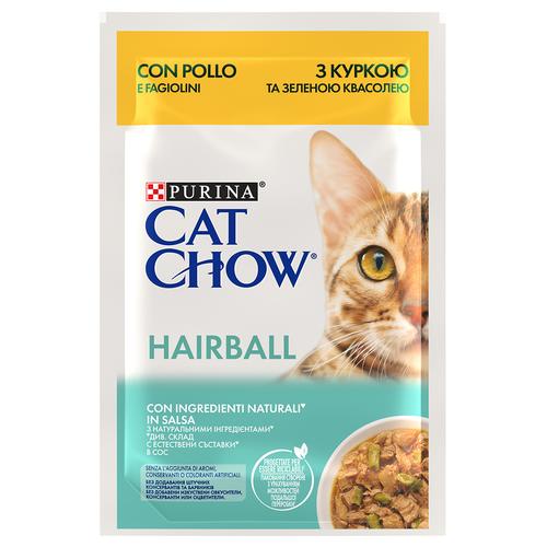 Sparpaket: 52x85g Cat Chow Hairball Huhn & grüne Bohnen Katzenfutter nass