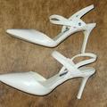 Nine West Shoes | Nine West Heels Nude 100% Leather Shoes Pointed Toe Stiletto 3" Heels Sz 7 | Color: Cream | Size: 7