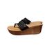 American Eagle Outfitters Shoes | American Eagle Womens Wedge Sandals Size 8.5 Cork Heel Black Tan Faux Leather | Color: Black/Tan | Size: 8.5