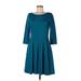 Banana Republic Casual Dress - Fit & Flare: Teal Solid Dresses - Women's Size 10