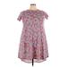 Lularoe Casual Dress - Mini Crew Neck Short sleeves: Pink Print Dresses - Women's Size Small