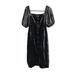 J. Crew Dresses | J. Crew Black/Gray Puff Sleeve Velvet Midi Dress Size 4, Nwt | Color: Black/Gray | Size: 4