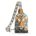 Crossbody Purses Leather Fanny Packs for Women Gifts Small Sling Bag Travel Chest Casual Daypacks, Tiger, Cartoon