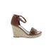 Marc Fisher Wedges: Brown Print Shoes - Women's Size 7 1/2 - Open Toe