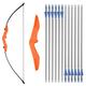 Archery Straight Bow Takedown Recurve Bow and Arrow Set CS Game Bow 30-40lbs Right Left Handed Universal with 12pcs Fiberglass Arrows (Orange, 30lbs)