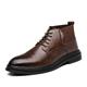 HIJAN Ankle Boots For Men Wearable Waterproof Non Slip Round Burnished Toe Brogue Embossed Vegan Leather Fashion Work (Color : Brown, Size : 7 UK)