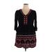 Flying Tomato Casual Dress - A-Line V-Neck 3/4 sleeves: Black Dresses - Women's Size 2X