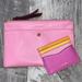 J. Crew Bags | J Crew Clutch & Card Holder Pink Leather 6 Slots | Color: Pink/Yellow | Size: Os