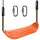 BeneLable Swing Seat, Hard Plastic Outdoor Garden Playground Swing with Adjustable 1.3-2M Rope & Lockset Carabiner for Toddler/Kid/Teen, Water Ripples "Hip" Shape, up to 250lbs, Orange