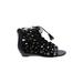 Sam Edelman Wedges: Black Print Shoes - Women's Size 7 1/2 - Open Toe