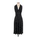 Evan Picone Casual Dress - A-Line Plunge Sleeveless: Black Polka Dots Dresses - Women's Size 4