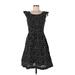 Emily and Fin Casual Dress - Fit & Flare: Black Polka Dots Dresses - Women's Size Large