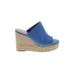 Just Fab Wedges: Blue Print Shoes - Women's Size 10 - Open Toe