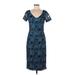 JS Collection Cocktail Dress - Sheath: Blue Floral Motif Dresses - Women's Size 6