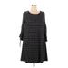 Sandra Darren Casual Dress - Mini Scoop Neck 3/4 sleeves: Black Houndstooth Dresses - Women's Size 1X