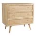 Glenda Solid Wood Three-Drawer Chest with Natural Cane