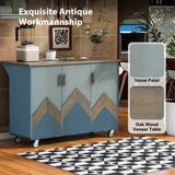 Rolling Kitchen Island Cart Portable Coffee Bar Table with Drop Leaf