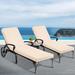 Outdoor Patio Chaise Lounge Chairs Set of 3 With Coffee Table