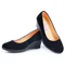 Women's Medium Heel Wedge Workwear Ceremonial Cloth Shoes Black PU Office Ladies Spring Slip on