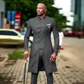 2022 Classic Dark Grey Men's Suit Slim Fit Wedding Suits For Men Groom Tuxedo African Wedding Double