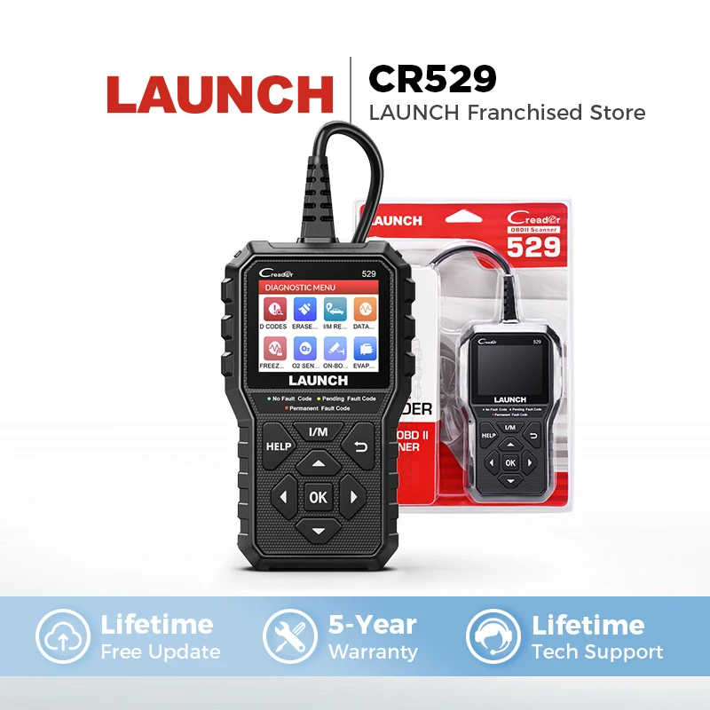 LAUNCH Creader 529 CR529 Lecteur de codes OBD2 Outils de diagnostic automobile Lecteur de codes OBDII Outils de diagnostic automobile Outils de scan automatique Vérification du moteur