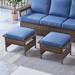 Red Barrel Studio® Jerldean Wicker Outdoor Ottoman w/ Sunbrella® Cushion Wicker/Rattan in Blue | 17 H x 25 W x 18 D in | Wayfair