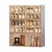 Everly Quinn 28 Pair Stackable Shoe Storage Cabinet in Brown | Wayfair 592CED8BF299410585582C802722DDFB