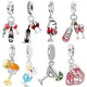 925 Sterling Silver Red Wine Bottle Donuts Beverage Cup Pendant Charms Beads Fit Pandora Original