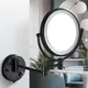 bathroom Makeup Mirrors Black/Brushed Gold Brass Wall Extending Folding Double Side LED Light Mirror
