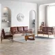 Nordisches Massivholz Leders ofa italienisches minimalist isches Sofa Wohnzimmer Kombination erste