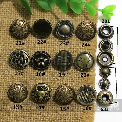 12 design 15mm vintage elegante geschnitzt bronze farbe schnappt metall dekorative taste für