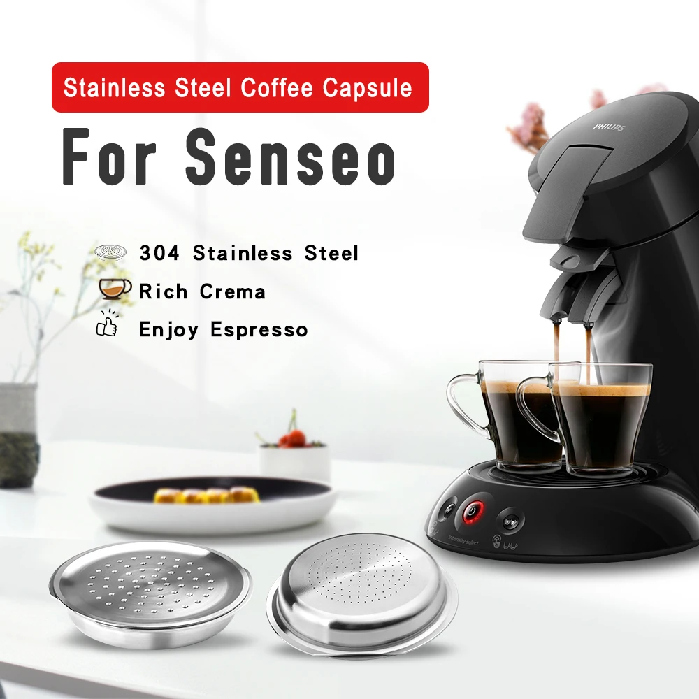 ICafilas Stianless Stahl Wiederverwendbare Kapsel Für Senseo Philips Senseo System Kaffee Maschine Reusable Kaffee Filter Espresso Image