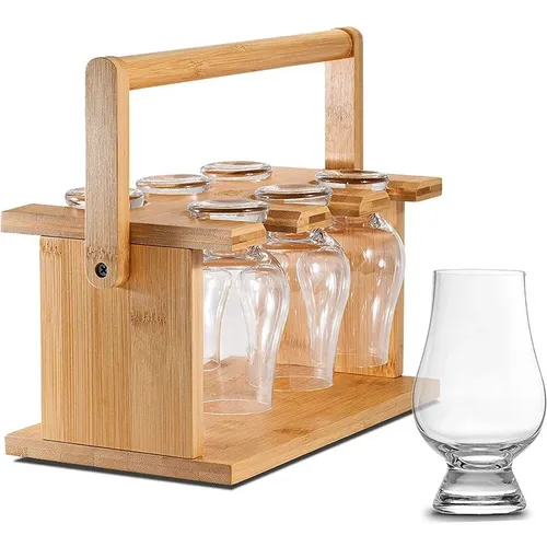 Bambus Whisky Verkostung Glas regal mit Whisky Glas Glaswaren Trocken halter Träger Bourbon Whisky
