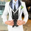 Hübscher Herren anzug 3-teiliger eleganter Bräutigam Hochzeit Smoking Jacke Hosen Weste maßge
