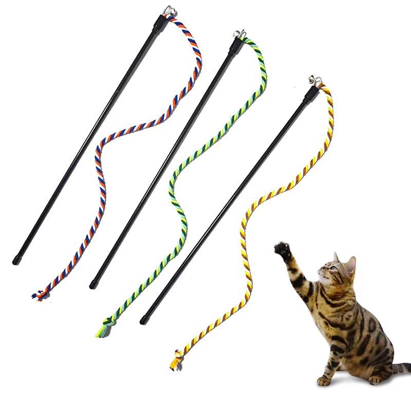 Katzenspielzeug, interaktiver Teasing-Stab mit Seil zum Kauen und Verfolgen von Katzen, Kätzchen-Teaser-Spielzeug, Haustier-Katzen-Zauberstab-Spielzeug, Stick-Spielzeug Image