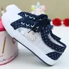 Mädchen Blau Leinwand Schuhe schnüren Frauen Flache Schuhe Sommer Mesh Frauen Turnschuhe Komfort Weibliche Casual Schuhe Blumen Damen Schuhe