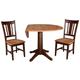 "42"" Round Top Pedestal Table with 2 Chairs - Whitewood K58-42DPT-27B-C10-2"