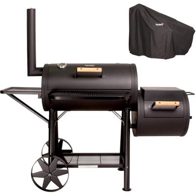 Yuma Massiver Smoker bbq grillwagen Holzkohle Grill 90 kg 3,5mm Set Haube - Taino