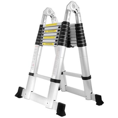 Teleskopleiter Ausziehleiter Klappleiter Stabil Aluminium Stehleiter 2,5m+2,5m Silber ohne haken Image