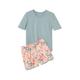 Shorty-Pyjama, Shorts mit Blumen-Alloverprint