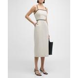 Amara Sleeveless Contrast-Trim Midi Dress
